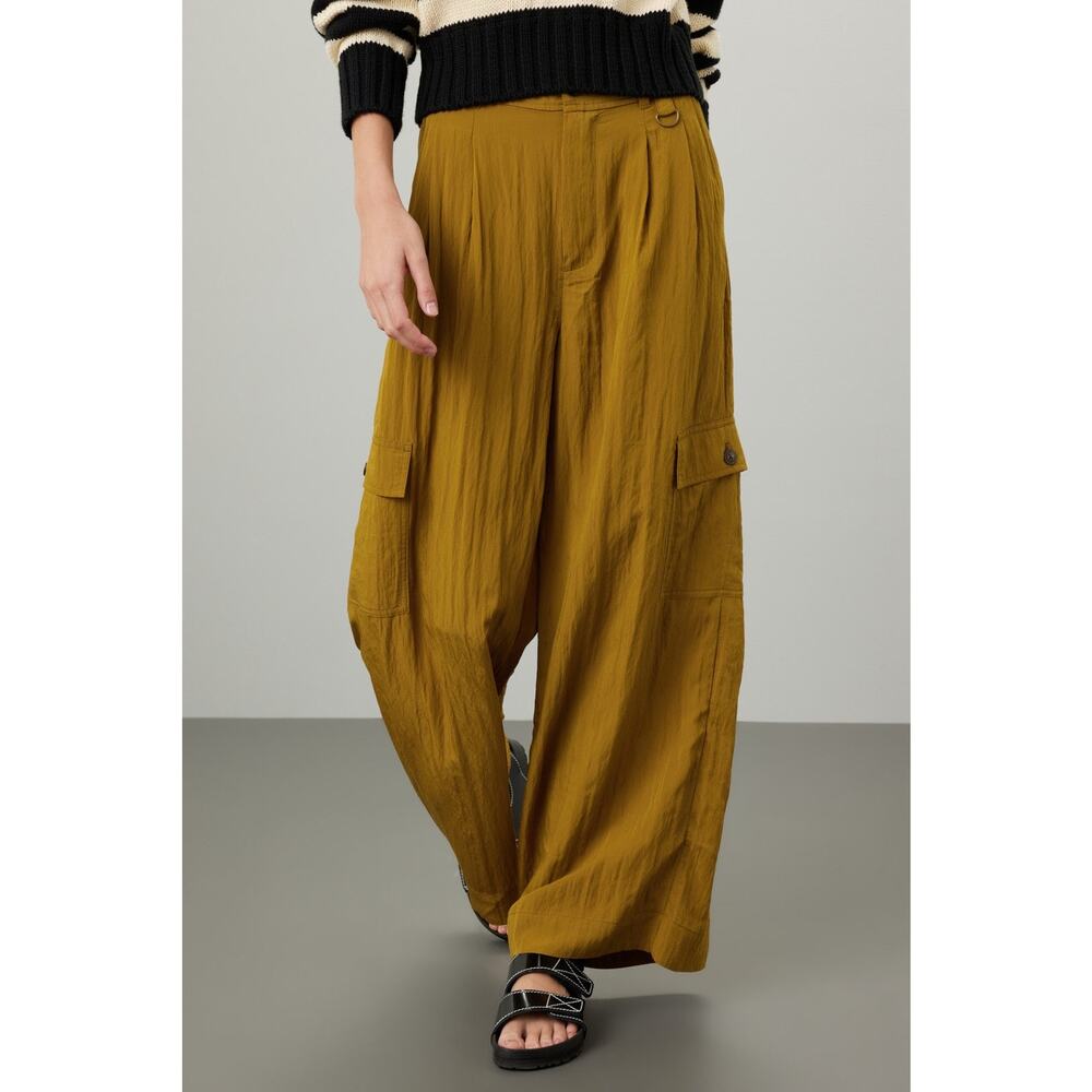 Madewell The Harlow Wide-Leg High Rise Olive Drapey Relaxed Cargo Pants Size 14 - Picture 4 of 16